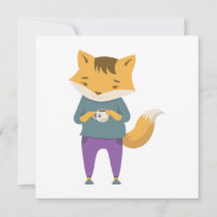 Niedlicher Fuchs mit Tasse Tee
