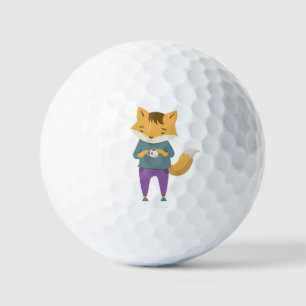Niedlicher Fuchs mit Tasse Tee Golfball