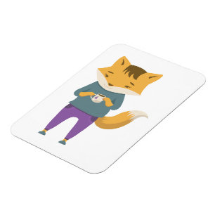 Niedlicher Fuchs mit Tasse Tee Magnet
