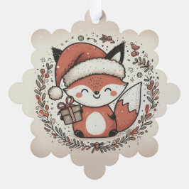 Niedlicher Fuchs mit Weihnachtsmannmütze Wrath Gef Ornament Karte