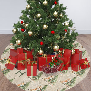 Niedlicher Fuchs Polyester Weihnachtsbaumdecke