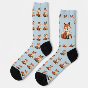 Niedlicher Fuchs und Eule - Whimsische Wald-Illust Socken