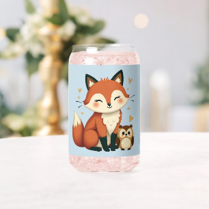 Niedlicher Fuchs und Eule - Whimsische Waldillustr Dosenglas