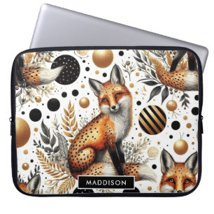 Niedlicher Fuchs und Punkte Nahtlos Laptopschutzhülle