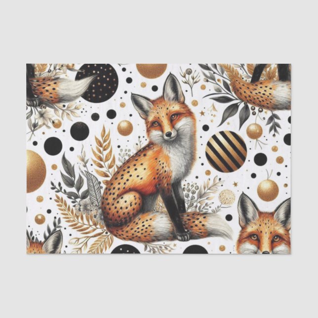 Niedlicher Fuchs und Punkte Nahtlos Seidenpapier (Vorderseite)