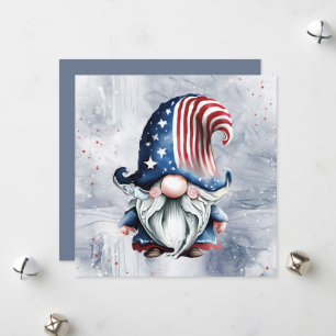 Niedlicher Fun Gnome Gonk mit Stars & Striphut Feiertagskarte