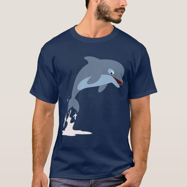 Niedlicher Fun-Loving Cartoon Dolphin T - Shirt (Vorderseite)