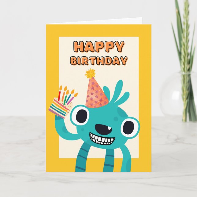 Niedlicher fünfter Geburtstag für Kind mit Kreatur Karte (Vorderseite)