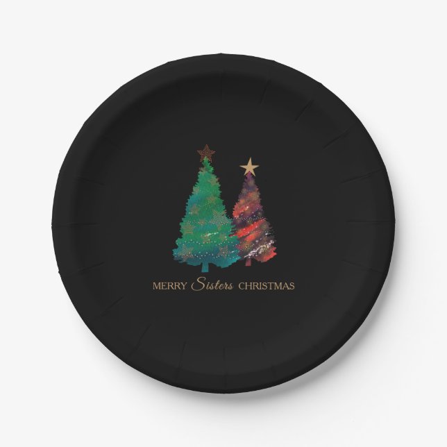 Niedlicher Funkelnd Weihnachtsbaum Pappteller (Vorderseite)