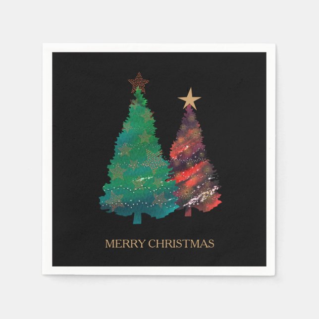 Niedlicher Funkelnd Weihnachtsbaum Serviette (Vorderseite)