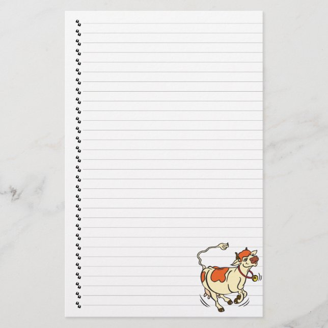 Niedlicher Funny Cartoon Kuh Lined Pet Geschirr Briefpapier (Vorderseite)