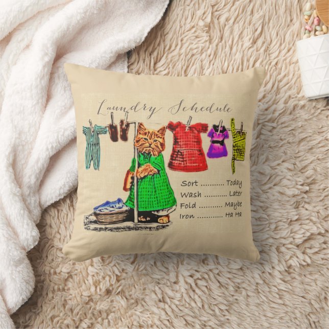 Niedlicher Funny Cat Pet Lover Tierwäschestplan Kissen (Decke)