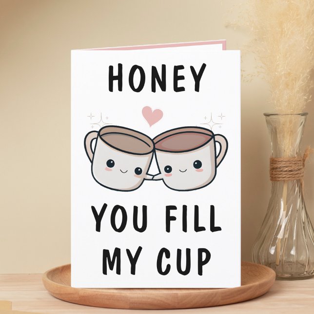 Niedlicher Funny Coffee Cup Ehefrau Happy Birthday Dankeskarte (Cute Funny Coffee Cup Spouse Happy Birthday Thank You Card)