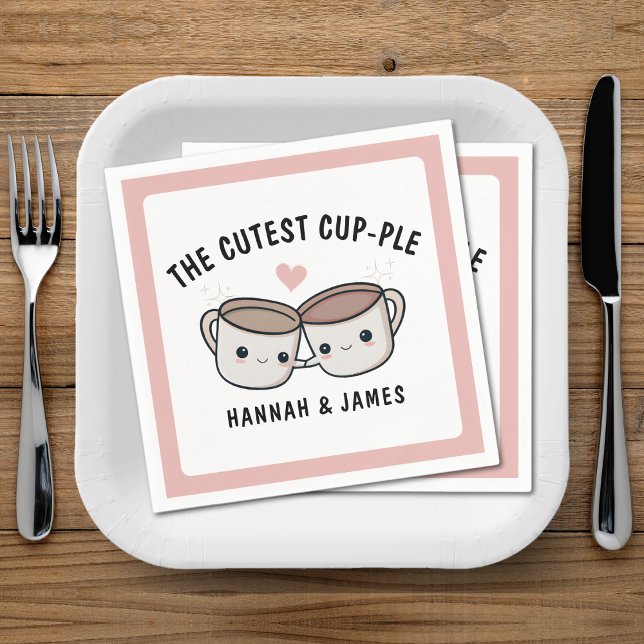 Niedlicher Funny Coffee Cup Ehepaar Hochzeitstag Serviette (Cute Funny Coffee Cup Couple Wedding Anniversary Napkins)