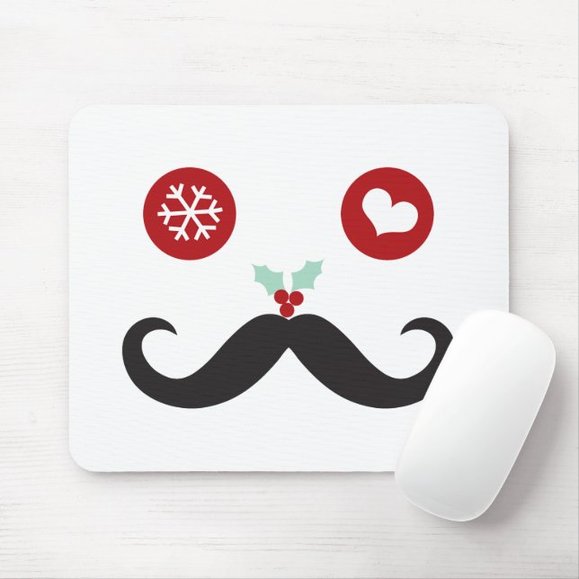 Niedlicher Funny Mustache Alberne Gesicht Snowflak Mousepad (Mit Mouse)