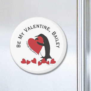 Niedlicher Funny Pinguin und Rotes Herz sind meine Magnet
