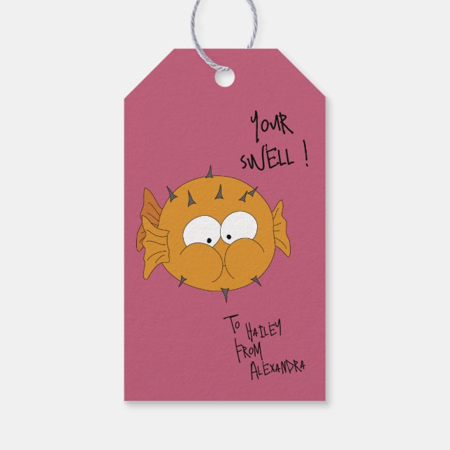Niedlicher Funny Puffer Pun Happy Valentines Day " Geschenkanhänger (Rückseite)