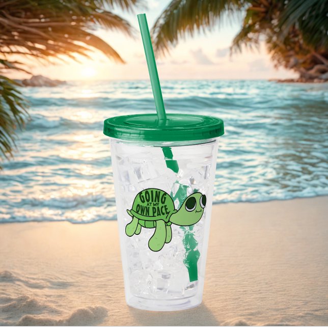 Niedlicher Funny Tortoise Lover Zitat Grüner Text Acryltrinkbecher (Modern Tortoise Lover Acrylic Tumbler)