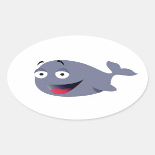Niedlicher Funny Whale Kinder Party Zeichnend Ovaler Aufkleber