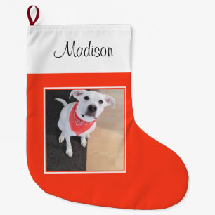 Niedlicher Funny White Puppy Dog Tragetuch Orange Großer Weihnachtsstrumpf