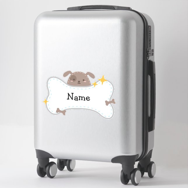 Niedlicher, für Puppy personalisierbarer Vinyl-Auf Aufkleber (Koffer)