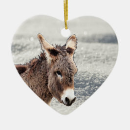 Niedlicher Furry-Donkey im Schnee Keramik Baum Dek Keramik Ornament