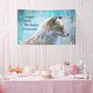 Niedlicher Furry Fox auf Blue Grunge Hintergrund G Banner