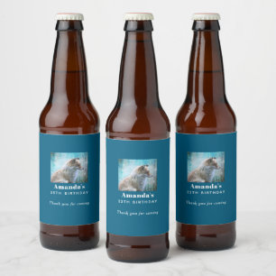 Niedlicher Furry Fox auf Blue Grunge Hintergrund G Bierflaschenetikett