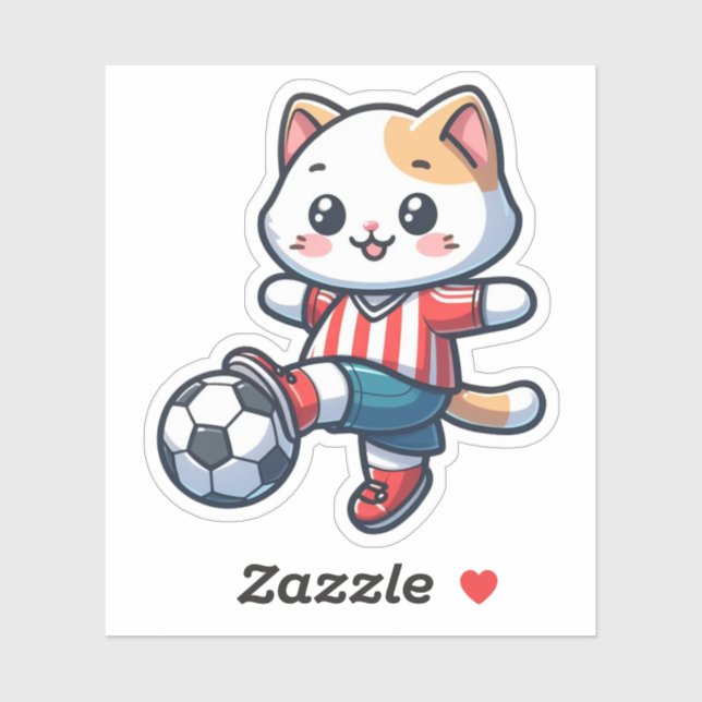 Niedlicher Fußball für Katzen - 01 Aufkleber (Blatt)