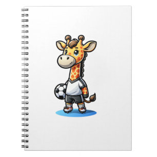 Niedlicher Fußballspieler Giraffe. Notizblock