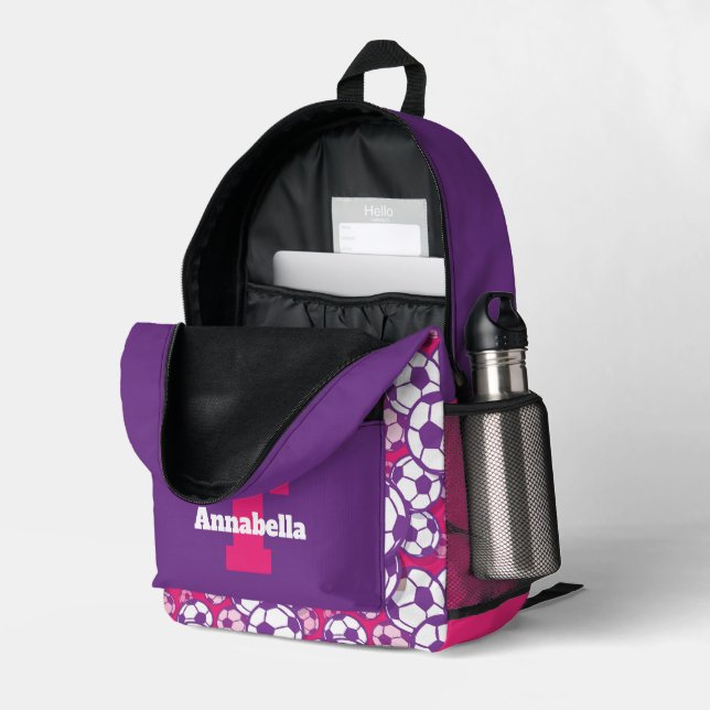 Niedlicher Fußballsport - Monogramm Bedruckter Rucksack (Rückseitige Ecke links (Offen) )