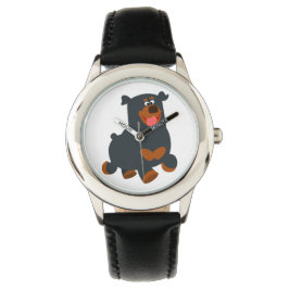 Niedlicher Gamboling-Cartoon Rottweiler Watch Armbanduhr