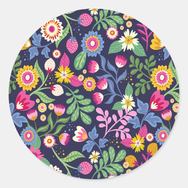 Niedlicher Garten Botanisches Blumenmuster Runder Aufkleber (Vorderseite)