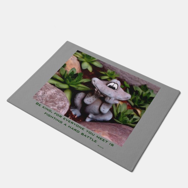 Niedlicher Gartenfrosch ist ein inspirierendes Zit Fußmatte (Schrägansicht)