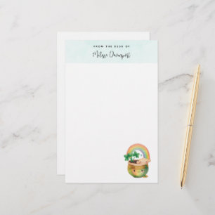 Niedlicher Gartenplanter mit Regenbogen & Klee Briefpapier