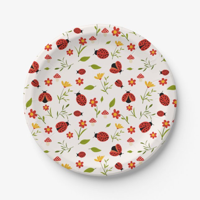 Niedlicher Geburtstag unseres kleinen Ladybug-Mädc Pappteller (Vorderseite)