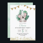 Niedlicher Geburtstag von Koala Greenery Kid Einladung<br><div class="desc">Niedlicher Geburtstag von Koala Greenery Kid</div>