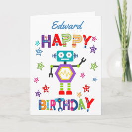 Niedlicher Geburtstag von Robot Children Karte