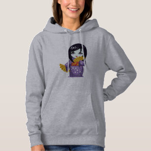 Niedlicher Geishalila Kimono mit goldenen Fans Hoodie