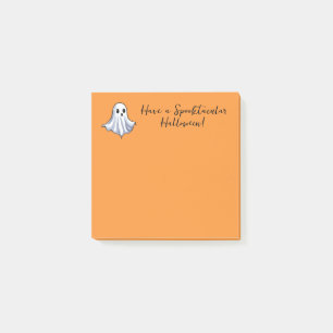 Niedlicher Geist auf Halloween Orange Post-it Klebezettel