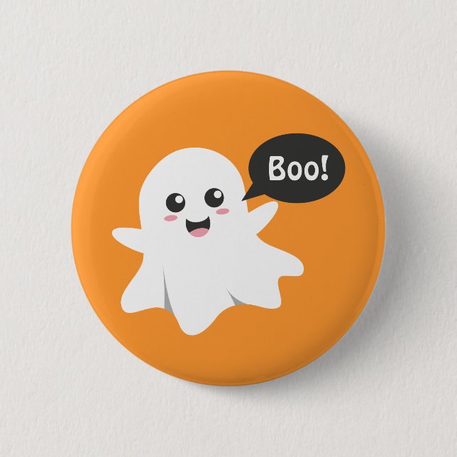 Niedlicher Geist, der Boo geht, glückliches Button (Vorderseite)