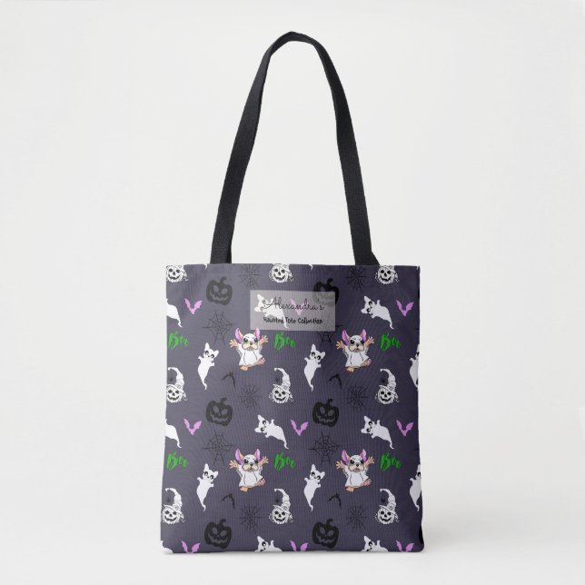 Niedlicher Geist Französisch Bulldog Kürbis Hallow Tasche (Vorderseite)