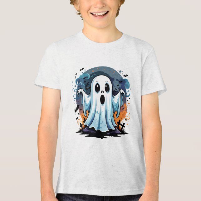 Niedlicher Geist, Halloween Tri-Blend Shirt (Vorderseite)