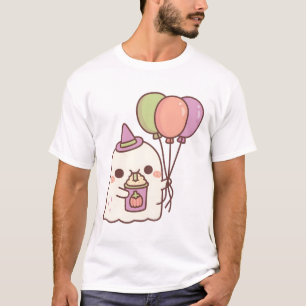 Niedlicher Geist mit Balloons trinken Pumpkin Gewü T-Shirt