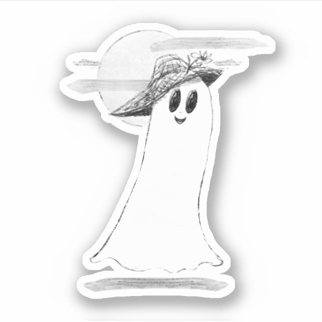 Niedlicher Geist mit Bonnet Halloween Aufkleber (Vorderseite)