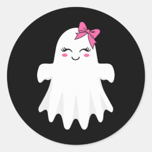 Niedlicher Geist mit Bow-Boo-Halloween-Kostüm für Runder Aufkleber