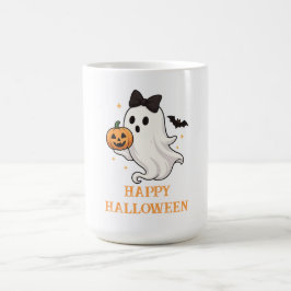 Niedlicher Geist mit Bow und Pumpkin | Halloween Kaffeetasse