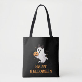 Niedlicher Geist mit Bow und Pumpkin | Halloween Tasche