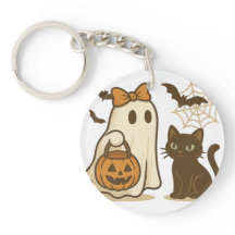Niedlicher Geist mit Bow und schwarzer Katze - Ado