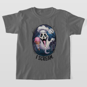 Niedlicher Geist mit Eiskrem Halloween T-Shirt